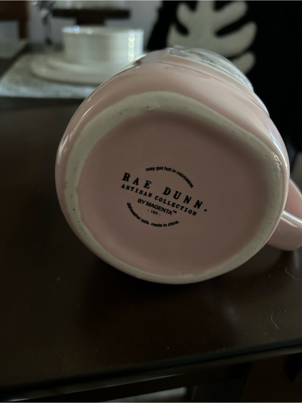 Rae Dunn Pink Ceramic Mug with Recessed Ghost Motif - Picture 3 of 3